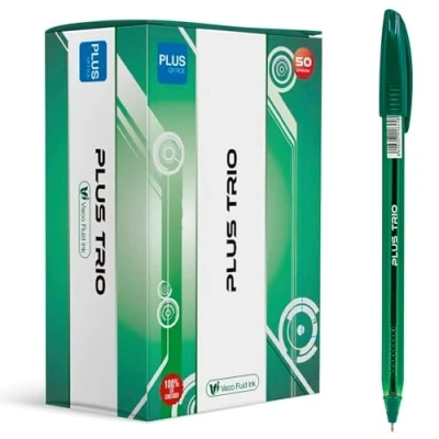 Afbeelding van Plus Office Trio Pack met 5 balpen dop, vloeibare viscose inkt, optimaal voor kantoor, thuis en school, verschillende kleuren 0,7 mm lijndikte (5 pennen)