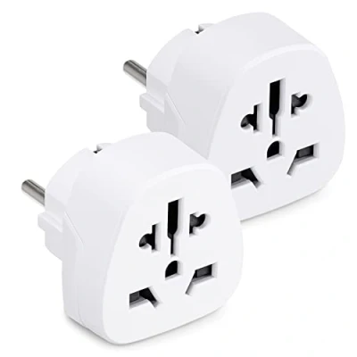 Afbeelding van kwmobile reisstekker UK naar EU Geschikt voor stopcontacten type C, E en F Set van 2 stuks Reisadapters Wit