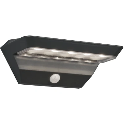 Afbeelding van Reality Leuchten LED Solar buitenwandlamp Mendoza R22241142, kunststof antraciet, incl. 5 watt LED, bewegingsmelder
