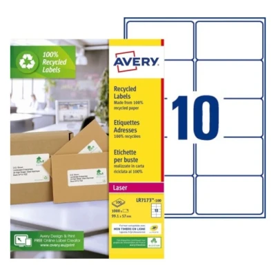 Afbeelding van Etiket Avery LR7173 100 99.1x57mm recycled wit 1000stuks