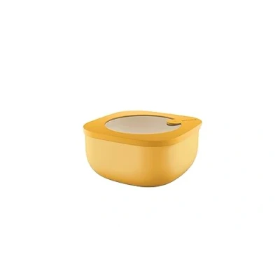 Afbeelding van Guzzini Kitchen Active Design, STORE&amp;MORE BIO, Hermetisch lage bakje voor koelkast/diepvries/magnetron (M) Mangogeel, 16 x16 x h7,8 cm 975 cc 170720236