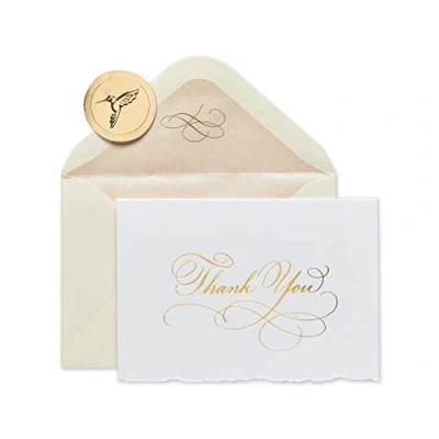Afbeelding van Papyrus Boxed dank u kaarten met enveloppen, goud Script, (8 Count)