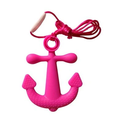 Afbeelding van Zee Schip Anker Siliconen Bijtring Fopspeen Tandjes Sensorische Chewy Chewelry BPA Vrij Met Koord en Afgescheiden Sluiting, 5 Kleuren (Roze)