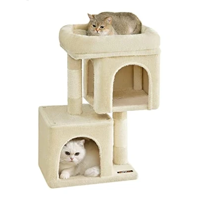 Afbeelding van Feandrea Klimboom klein, 67 cm Kattenboom, Kattenhuis voor Kittens tot 3 kg, groot platform, Sisalstammen, rookgrijs PCT611G01