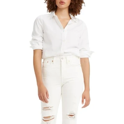 Afbeelding van Levi&#039;s dames Classic blouse met logoborduring in de kleur Wit, maat: XXS