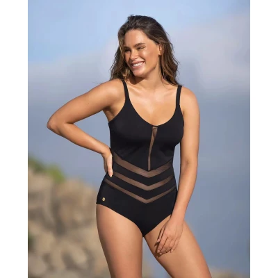 Afbeelding van Shape Swimsuit with Mesh Cutouts Black