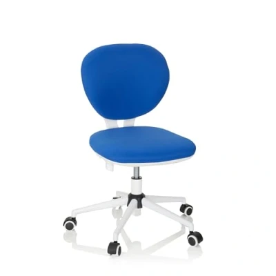 Afbeelding van hjh OFFICE 670970 kinder en jongens draaistoel Kid VIVO stof blauw/wit kinderbureaustoel met in hoogte verstelbare rugleuning