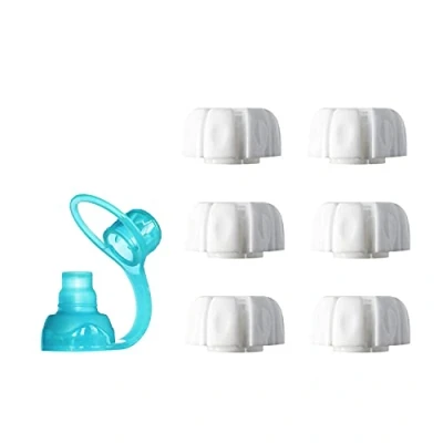 Afbeelding van ChooMee Vervangende doppen voor herbruikbare voedselzakjes Inclusief SoftSip Siliconen Flow Control Pouch Top 6 witte + 1 Aqua