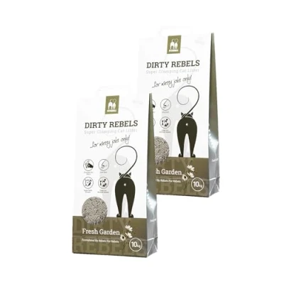 Afbeelding van Dirty Rebels kattenbakvulling FRESH GARDEN 2 pack (2x10 L) extreem snel klontvormend