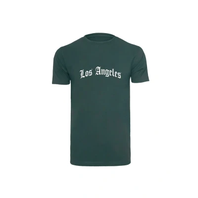 Afbeelding van Mister Tee LOS Angeles Wording Tshirt print, Heren, Maat: XXL, Bottlegreen
