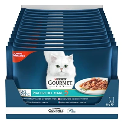 Afbeelding van Gourmet Parels kat zeeplezier met zalm, platessa, tonijn en zeevis, 4 x 85 g verpakking van 12 stuks