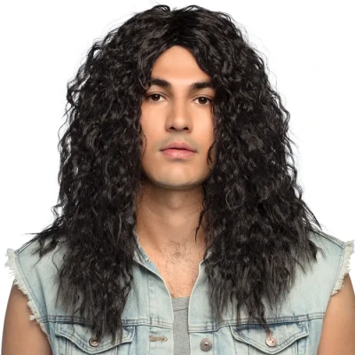 Afbeelding van Boland Pruik Mick Bruin Golvend Lang Mannen Rocker Zanger 80&#039;s