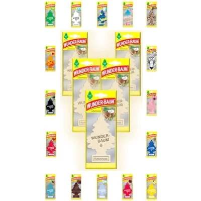 Afbeelding van Wunder Baum Autogeur luchtverfrisser geurboom geuren 5 stuks + stift light tribe (kokos)