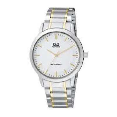 Afbeelding van Q&amp;Q herenhorloge goud/zilver kleurig met duidelijke wijzerplaat 3 bar waterdicht