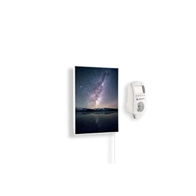 Afbeelding van Könighaus infraroodverwarming met fotomotief 300 Watt + slimme thermostaat &amp; app Energiebesparende infrarood wandverwarming opdruk Wit frame (18. Sterrenhemel 2)