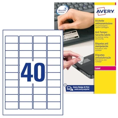 Afbeelding van Avery L6145 20 Nopeel Etiketten Ft 45,7 X 25,4 Mm (b H), 800 Etiketten, Wit Etiket