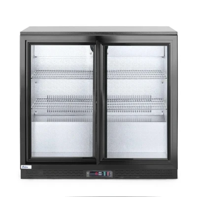 Afbeelding van Barkoelkast Glazen Schuifdeuren, 228 Liter, Gehard Glas, 900x500x(h)900mm Hendi