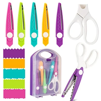Afbeelding van 6 Stks/set Craft Schaar Decoratieve Papier Rand met Opbergdoos Set, 5 Soorten Zig Zag Randen Geweldig voor DIY Projecten Papieren Kaart, Foto, Scrapbook, Kantoor School Thuis Handleiding