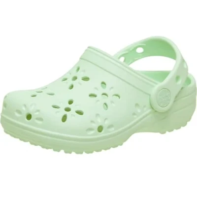 Afbeelding van Crocs Unisex Kids Classic Bloemen Uitgesneden Klomp T, Jade Tint, 6 UK Child