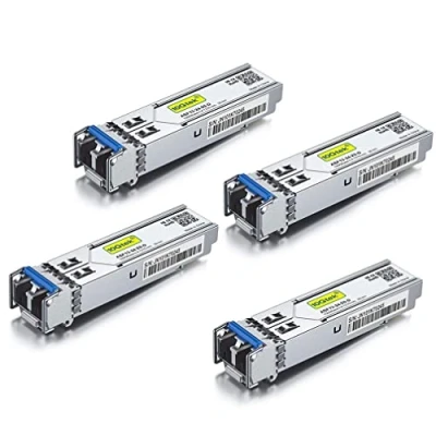 Afbeelding van [4 Pack] 1G SFP LX LC Singlemode Module 10km, 1000Base Mini Gbic Transceiver Compatible for Cisco GLC LH SMD, Meraki, Ubiquiti UniFi UF SM 1G, Mikrotik, Netgear, D Link, TP Zyxel and more