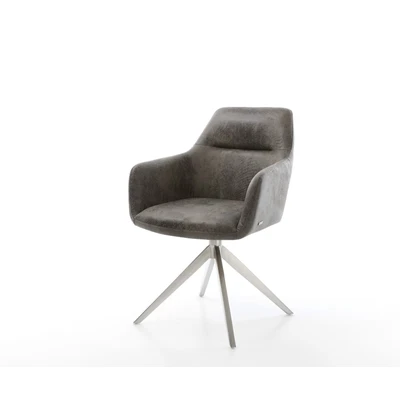 Afbeelding van DELIFE Draaistoel Pejo Flex microvelours grijs antiek kruisframe breed roestvrij staal 360 draaibaar rocker functie pocketveer kern