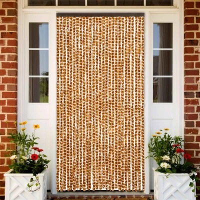 Afbeelding van Vliegengordijn 118x220 cm chenille okerkleurig en wit