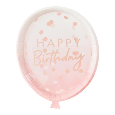 Afbeelding van Ginger Ray Mix It UP Borden Rose Gold Happy Birthday (8 stuks)