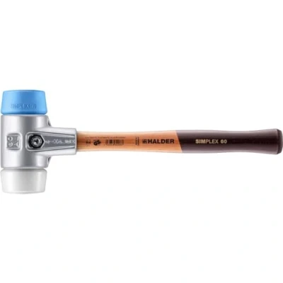 Afbeelding van Halder Kunststofhamer lengte 405 mm hoofd d. 60 hout superplastic wit/TPE soft blauw 1 stuk 3117.060