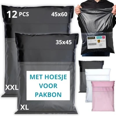 Afbeelding van EMBALLAX 12 Verzendzakken Kleding Vinted MET HOESJE voor PAKBON 2 Maten XL/XXL ONDOORZICHTIG/DUURZAAM/WATERDICHT Verzendenvelop van Kunststof Verzendtas tassen pakketten