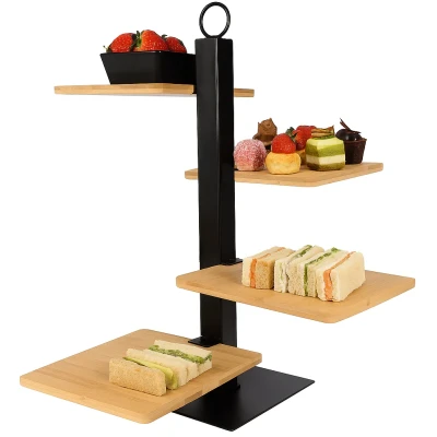 Afbeelding van Cookinglife Etagere 4 Laags / Serveertoren + Schaaltje Zwart Metaal