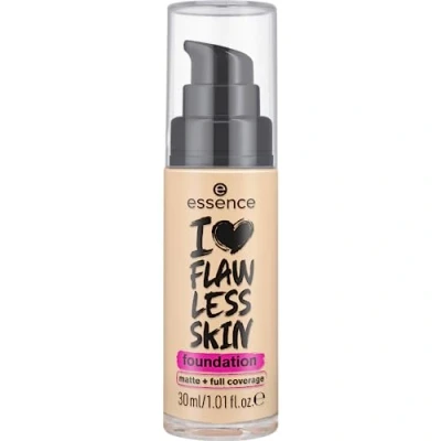 Afbeelding van Essence I LOVE FLAWLESS Skin Foundation, nr. 30, langdurig, matterend, direct resultaat, mat, veganistisch, olievrij, UVA en UVB filter + SPF 20, zonder parfum, per stuk verpakt (30 ml)