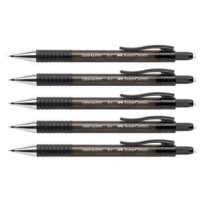 Afbeelding van Faber Castell 205204 Mechanisch potlood Grip Matic zwart, 5 stuks, hardheid B, stift 0,5 mm, incl. gum