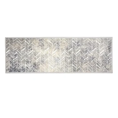 Afbeelding van antislip tapijt woonkamer Miabella deurmat binnen keukenloper gang vuilvangmat schoonloop afwasbaar 50x150cm visgraat lijnen