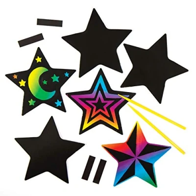 Afbeelding van Baker Ross knutselsets met stervormige krasafbeelding magneten voor kinderen om te knutselen en versieren Kerstmis creatieve knutselset de kersttijd (10 stuks)