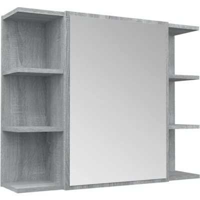 Afbeelding van vidaXL Badkamerspiegelkast 80x20,5x64 cm bewerkt hout grijs sonoma