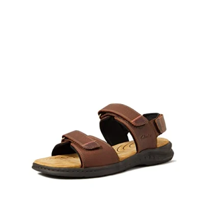 Afbeelding van Clarks Hapsford Creek Visserssandalen voor heren, Bruin getrommeld leer, 39.5 EU