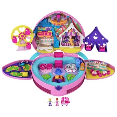 Afbeelding van ​Polly Pocket Compacte Pretparkrugzak met 2 poppen, accessoires en tal van activiteiten, GYK91