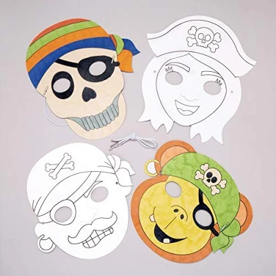 Afbeelding van Piraat Kleur In Maskers (Pack van 8)