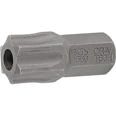 Afbeelding van BGS 4660 Bit lengte 30 mm 10 (3/8&quot;) buitenzeskant T profiel (voor Torx) met boring T60