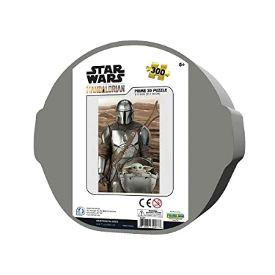 Afbeelding van Star Wars: The Mandalorian Mando en Grogu Puzzel met vormige blikken doos 300 stk 46x31 cm 3D lenticulair effect
