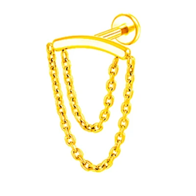 Afbeelding van Piercing titanium luxe hanger dubbele ketting goud