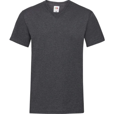 Afbeelding van Fruit Of The Loom Heren Valuegewicht V hals, T shirt met korte mouwen. (Donker Heather)