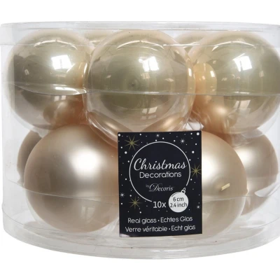 Afbeelding van Decoris Kerstballen 10 stuks licht parel glas 6 cm