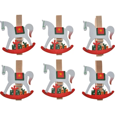 Afbeelding van Clayre &amp; Eef Decoratieve Knijpers 4x1x4 cm Wit Hout Hobbelpaard