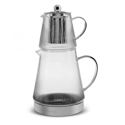 Afbeelding van Karaca Keops theepot van borosilicaatglas, 1500 ml, glas, drinkcontainer, temperatuurbestendig, glazen theepot, geschikt voor