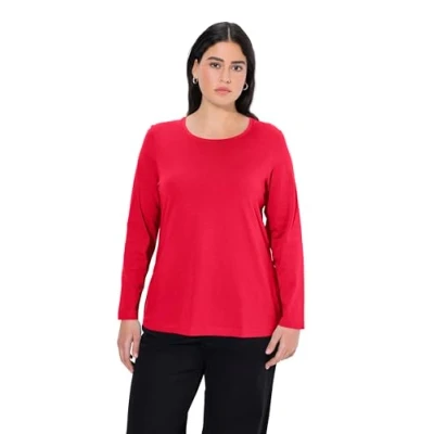 Afbeelding van Ulla Popken Basic damesshirt met lange mouwen en ronde