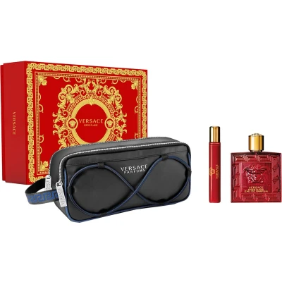 Afbeelding van Versace Eros Flame Giftset 100 ml eau de parfum spray + 10 toilettas cadeauset voor heren