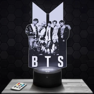 Afbeelding van Nachtlampje met touchscreen, BTS 3D led illusie, cadeau idee voor Kerstmis, verjaardag, jongens en meisjes, nachtlamp, kinderkamer of volwassenen, TOP