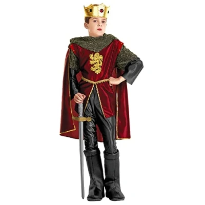 Afbeelding van Widmann Kinderkostuum kroonrider, jas, broek, overlaarzen, cape, kroon met juwelen, ridder, koning, middeleeuwen, themafeest, carnaval