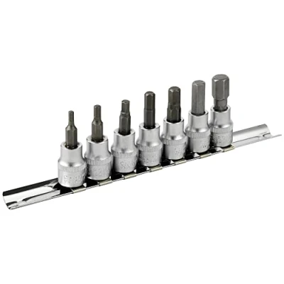 Afbeelding van DAKCOS Hex Bit Socket Set 3/8&quot; Drive 7 Stuks Metrisch 3mm 10mm Inbus Kit Premium S2 gelegeerd staal